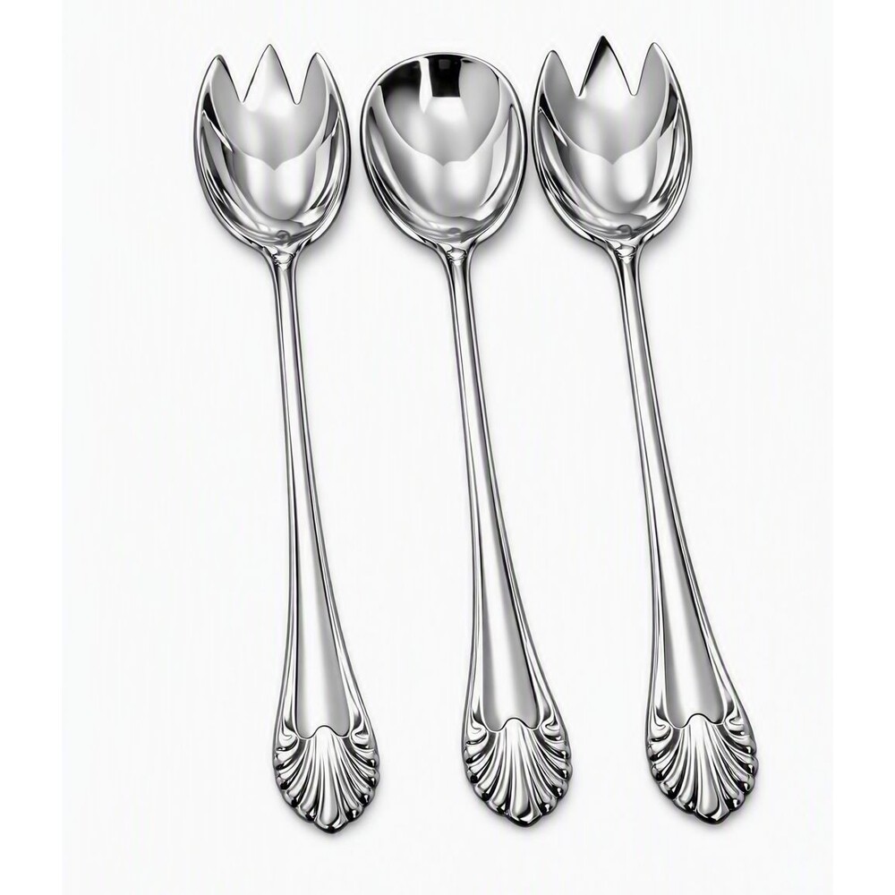 Heritage Mint Safrano 3Pc Stainless 18/10 Fan Plume Tip 2 Forks 1 Spoons 80s-90s